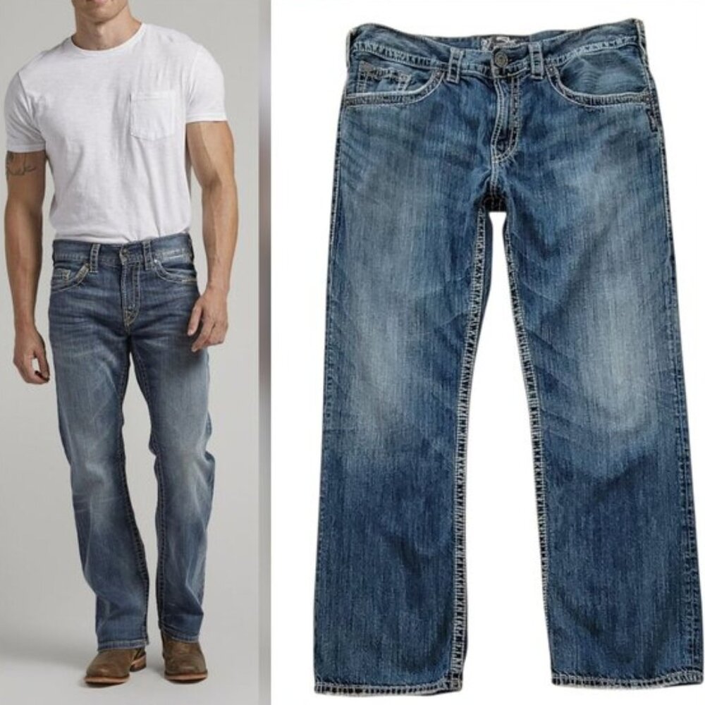 Mens "Zac Flap" Silver Jeans Size 34 X 30